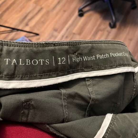 Talbots Highwaist Patch Pocket Crop Green Chino Pants 12 Workwear Comfy Casual - Picture 6 of 6